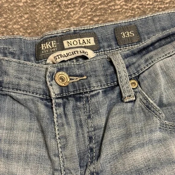 BKE Mens Nolan Straight Leg Light Wash Denim Jeans Size 33S - Picture 3 of 8